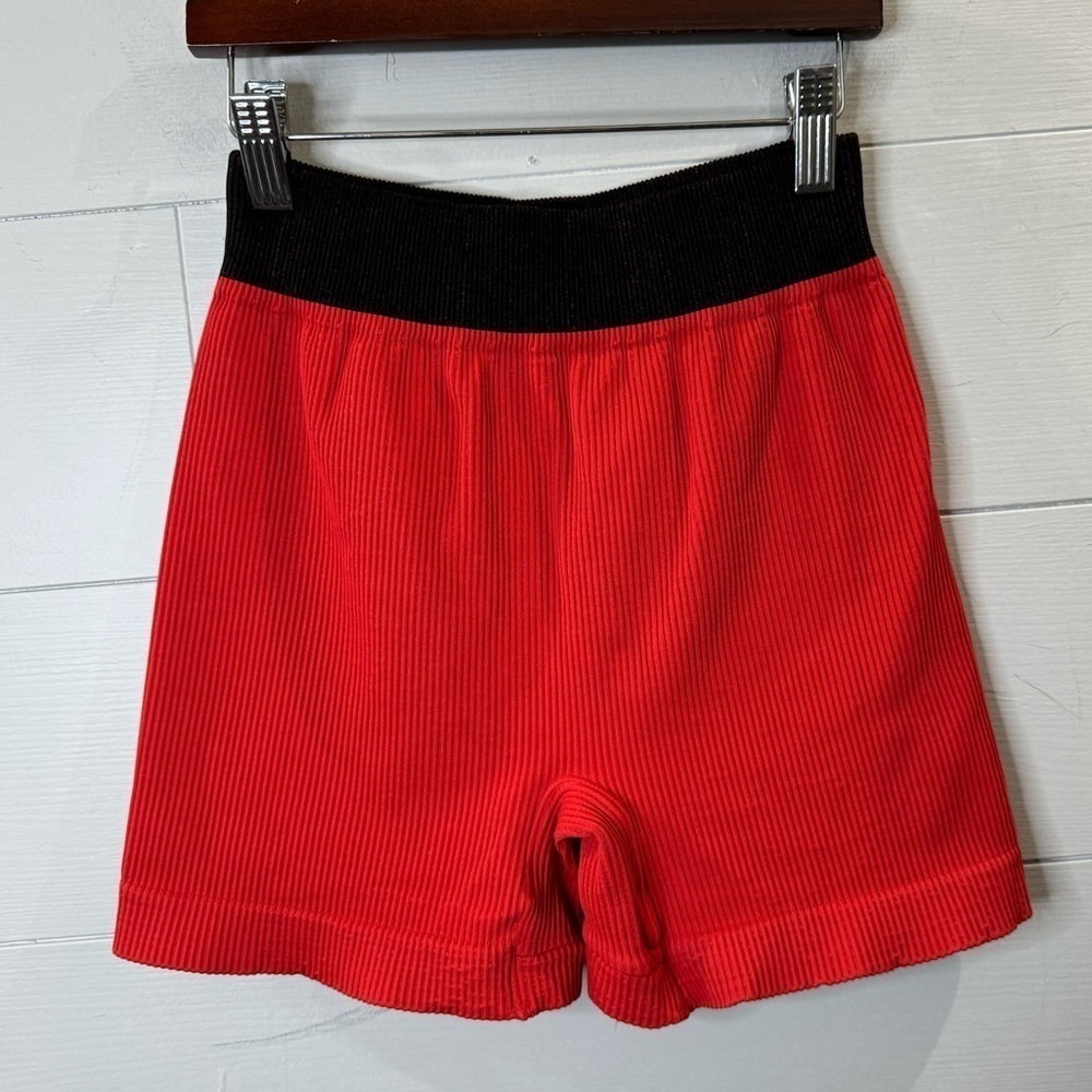 Free People | NWOT Red Ribbed Active Shorts Size M/L